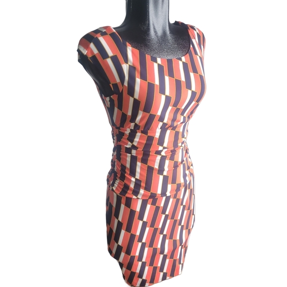 Bisou Bisou Multi Colored Geometric Pattern Dress Sz.8 - Picture 3 of 7